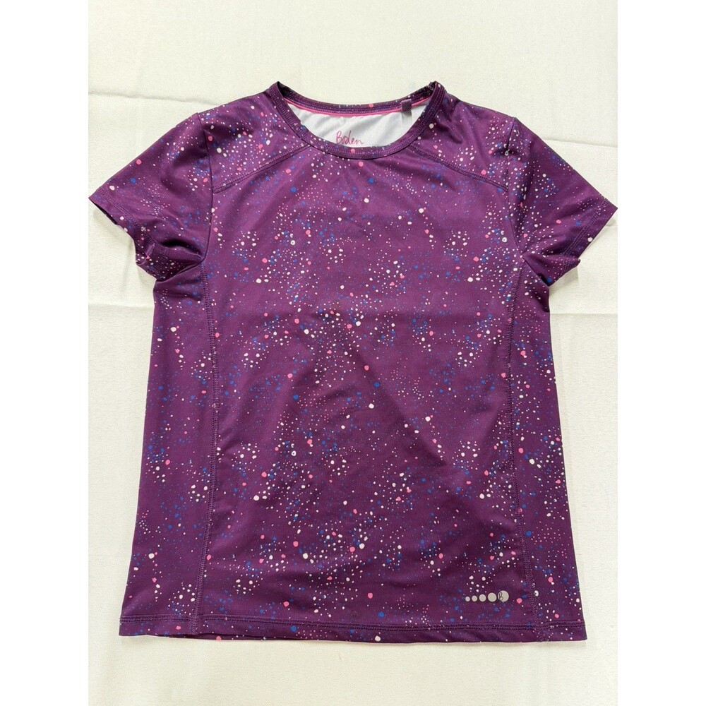 Boden Girls Abstract Splatter Print Purple Pink Blue Athletic Shirt Size 11/12y